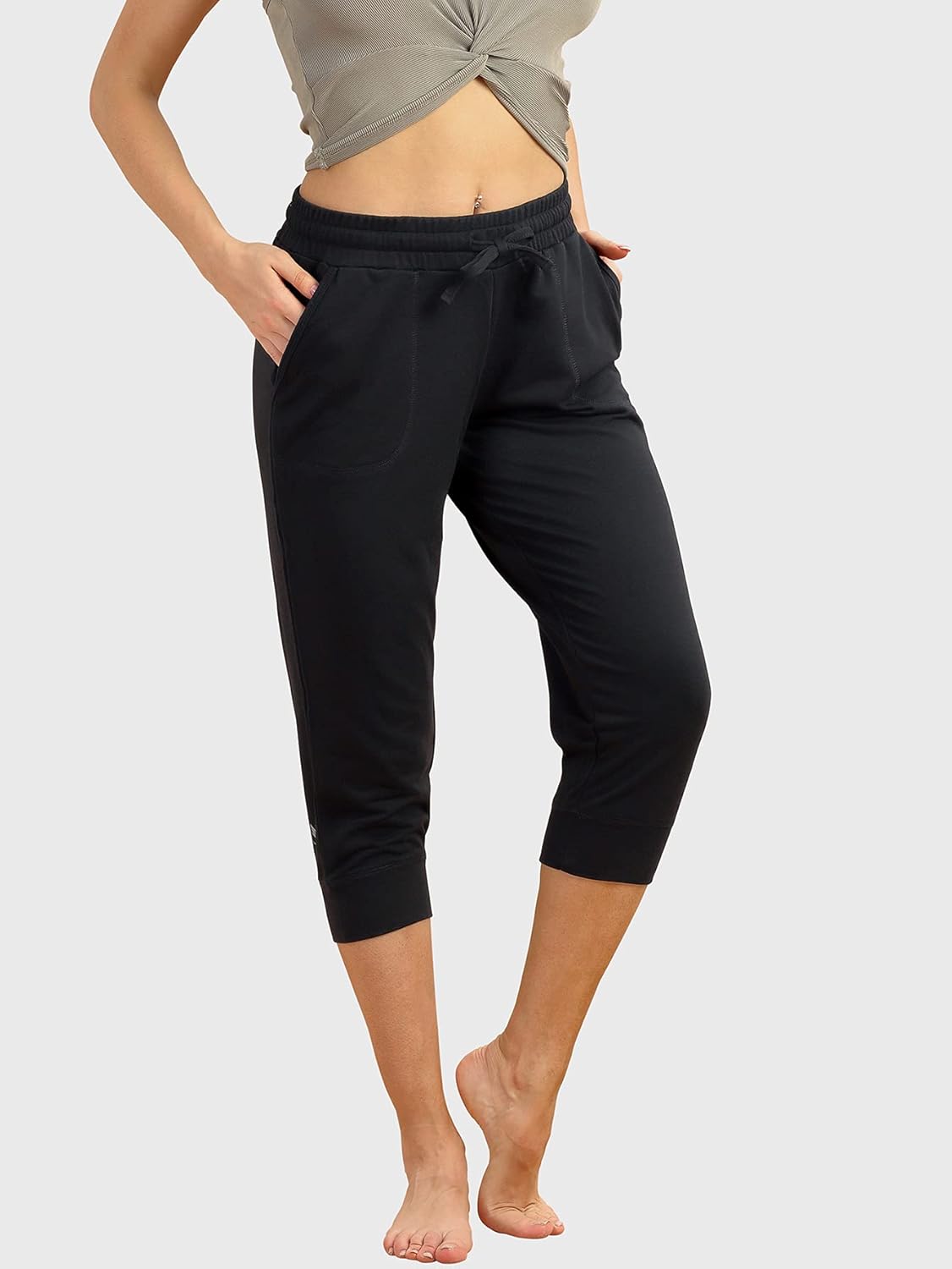 icyzone Women's French Terry Jogger Lounge Sweatpants - Active Capri Pants for Women - Image 4