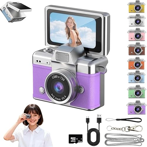 Miniatura 12 de Mini llavero cámara digital retro mini cámara de video digital pequeña cámara corporal 1080P FHD grabación con pantalla IPS de 0.96 pulgadas con 6