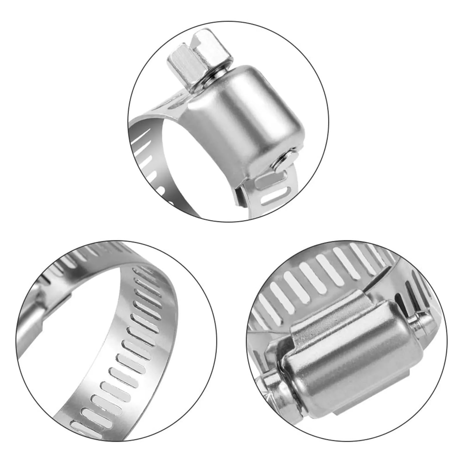 Schlauchschellen-Set, 20 Stück/60 Stück, Edelstahl, verstellbar, 1/4-1-1/2 Zoll (6-38 mm), drehbarer Metallbrennstoff (20 Stück, 18-32 mm)