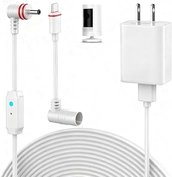 25FT Power Cord Compatible with Ring Spotlight Cam ProBattery, Stick Up Cam Battery, Plug-in/Stick up Cam Pro/RingTilt Indoor Cam,10W Ring Cable with Light DC Port & Type C Port White