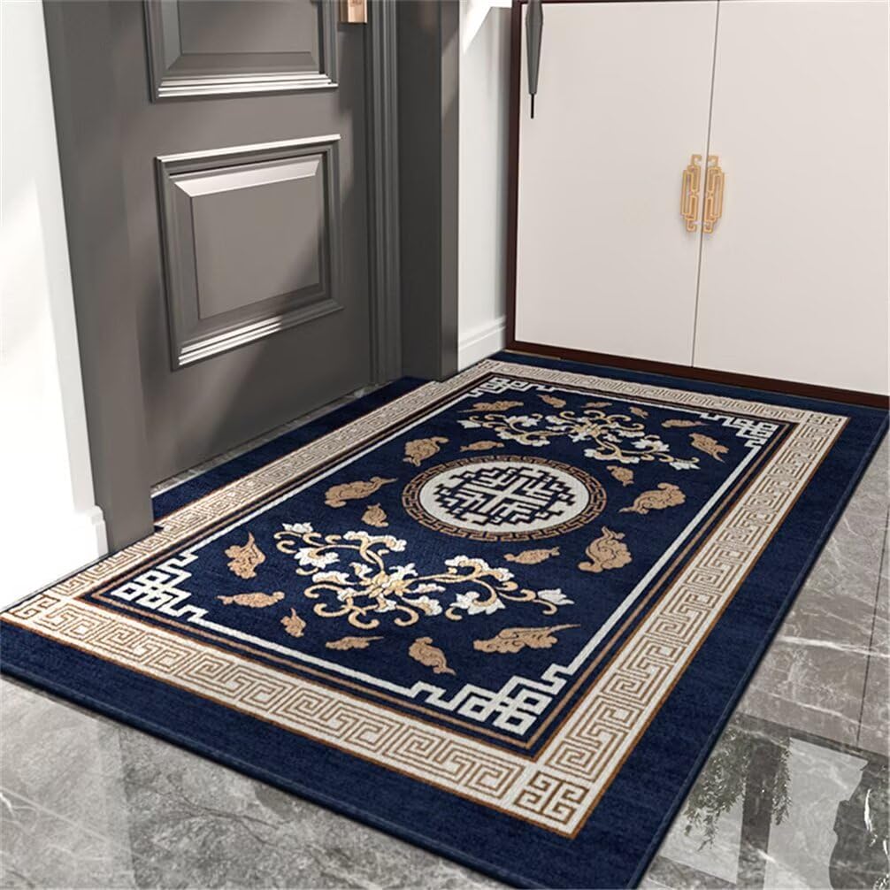 Tapis de salle à manger bleu 50x80cm lavable pour petits espaces de vie