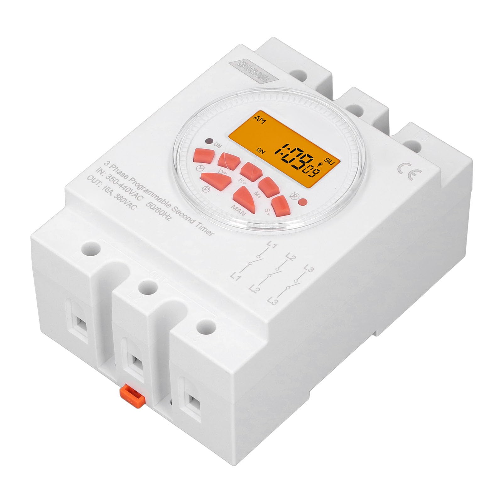 Interruptor Temporizador de Alimentación de Control Programable Trifásico Fácil de Usar con BateríA de Respaldo, para Puertas Automáticas de Gallinero, Resistencia de 16 A de Capacidad