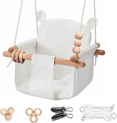 Asiento de columpio para bebé, lona segura y silla colgante de madera, para bebés, niños pequeños, juguetes para niños, hamaca interior y temporal