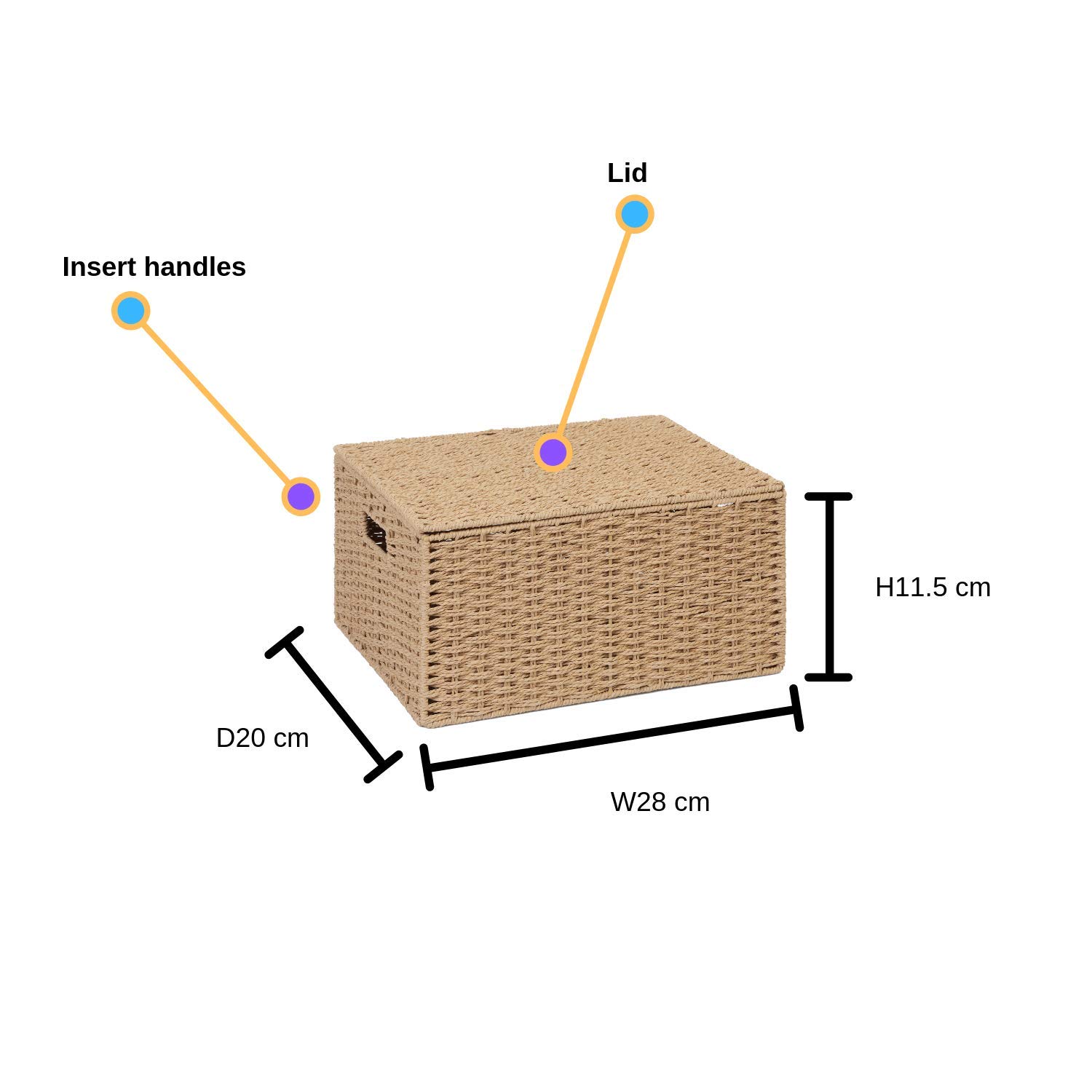 ARPAN - Cesta de almacenamiento con tapa (papel natural, tamaño mediano)