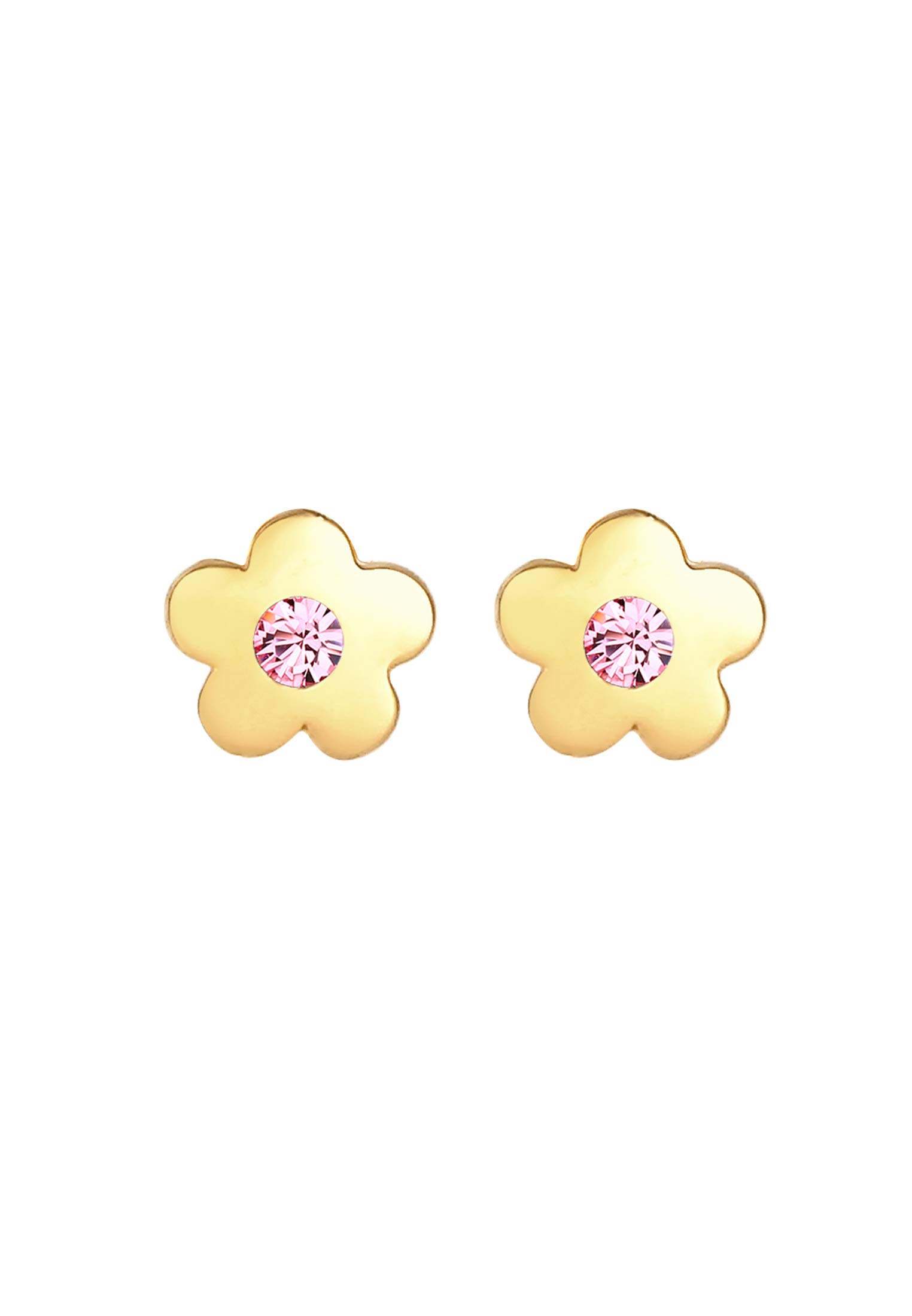 Elli Ohrringe Kinder Ohrstecker Blumen Symbol mit Kristall Rosa 925 Silber