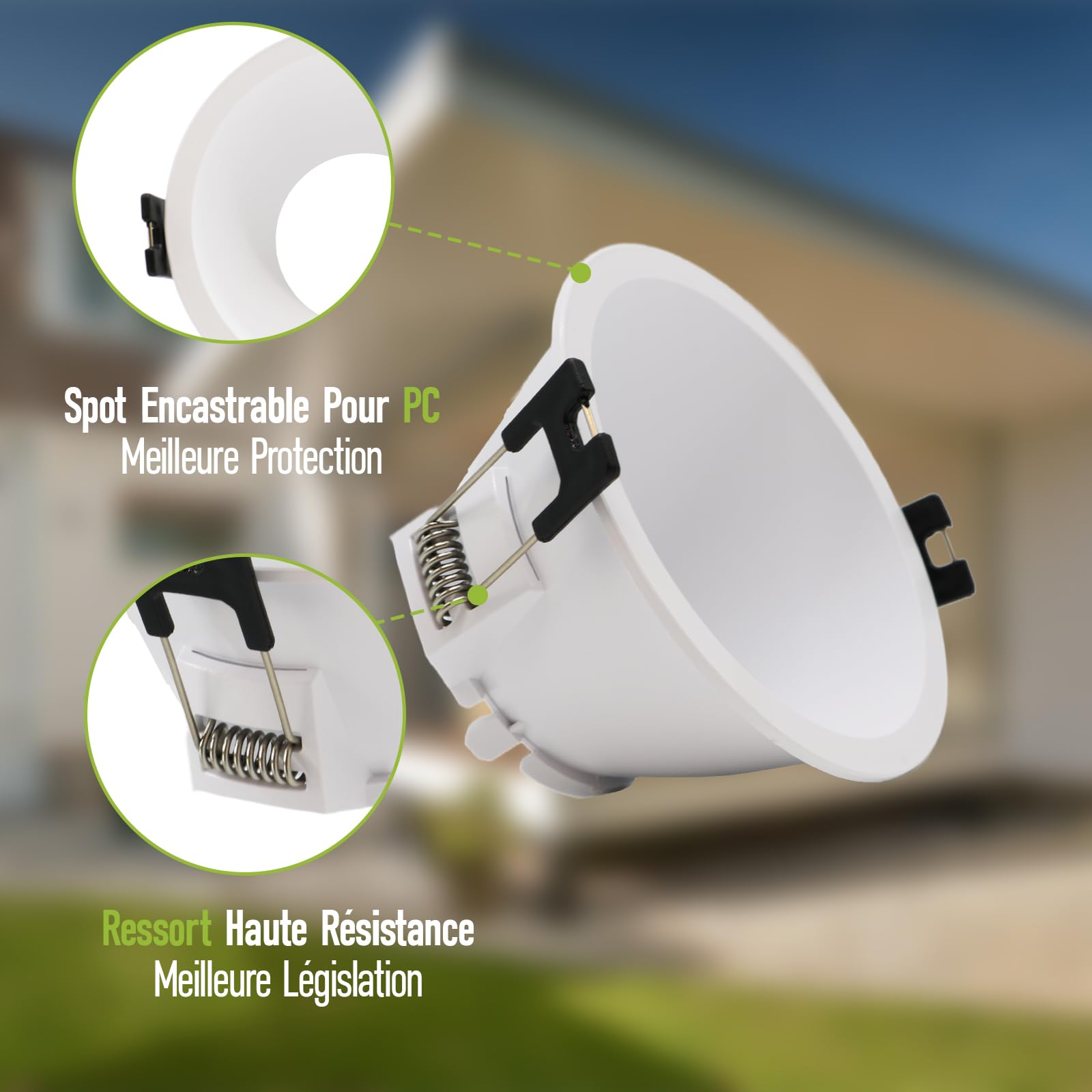 Maxled, Light is Led! Spot Encastrable Cadre 10 Pièces Ø83 mm Diamètre DU Trou Spots Plafond Luminaires Encastrables pour Ampoules GU10 Led/Halogènes Anneau pour Plafond (Rond Blanc)