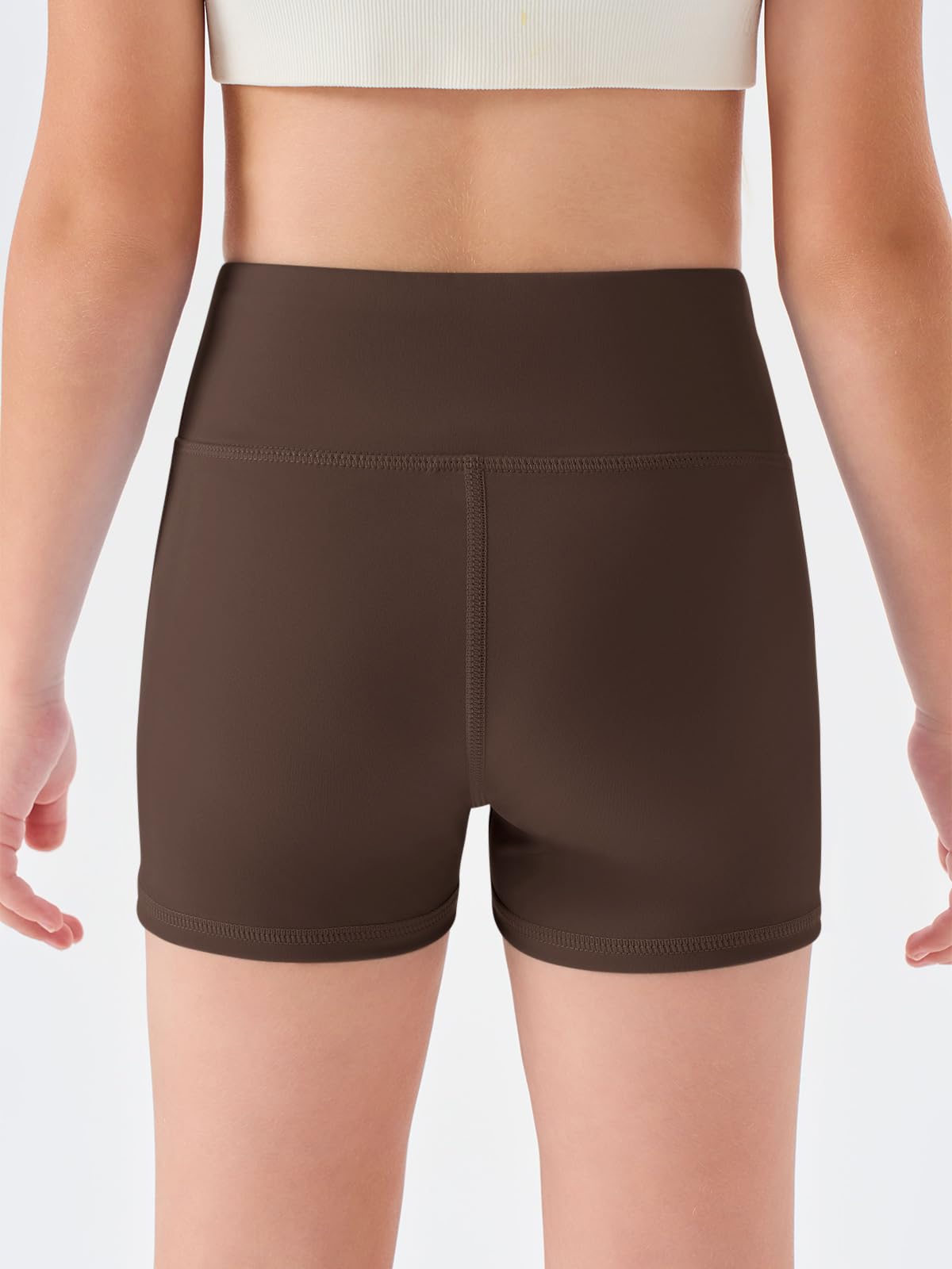 Haloumoning Short de sport pour filles - Taille haute - Pour yoga, danse, motard - Short de gymnastique confortable - 5 à 14 ans