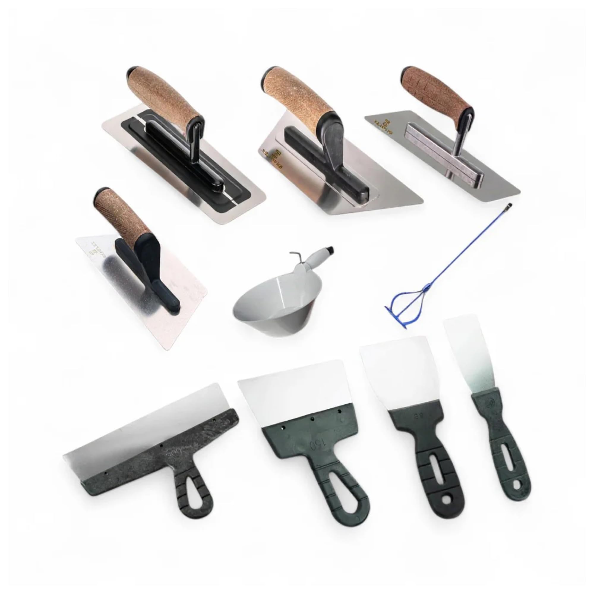 Venetian Plastering Tools Kit – Skimflex Microcement Polishing Trowel Set with Stainless Steel Spatulas, Mixing Paddle, Bucket Scoop for Walls & Ceilings