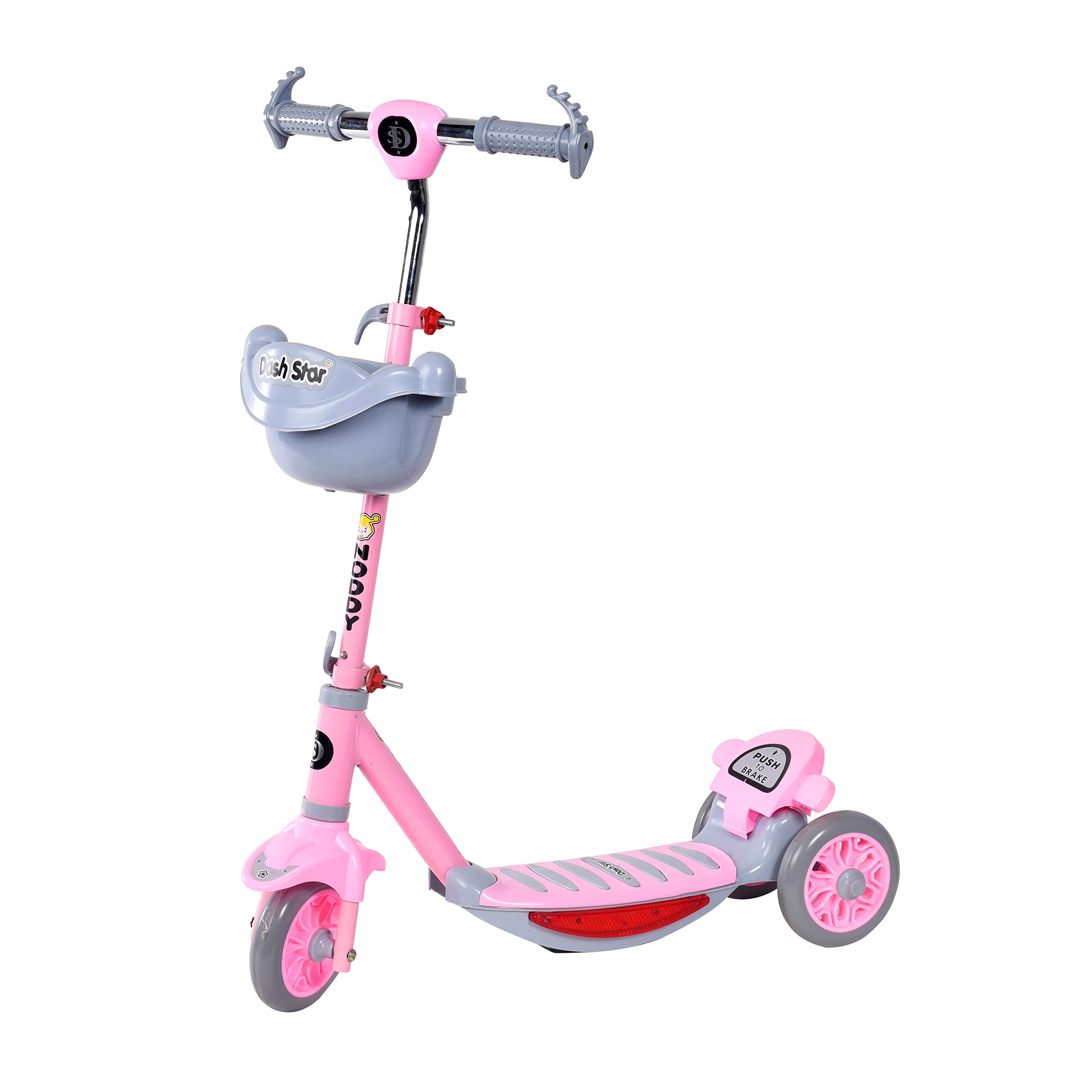 Dash Star Noddy Delux Road Runner Kick Scooter for Kids with Music & Lighting of Above 3 Years, Skating Scooter for Boys|Girls| of Upto 60Kgs (Pink)