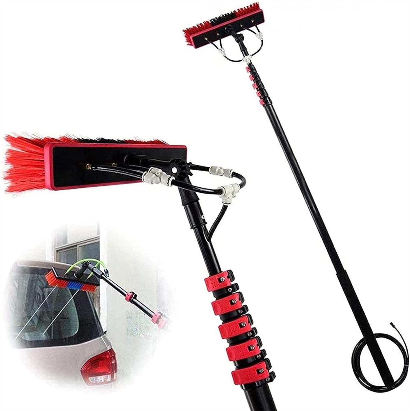 GTHTUHFD Water Fed Telescopic Brush, Window Cleaning Kit For Cleaning Window Solar Panels Cleaning And Washing Tool For Window Glass, Solar Panel,55cmbrush-24FT/7.2M