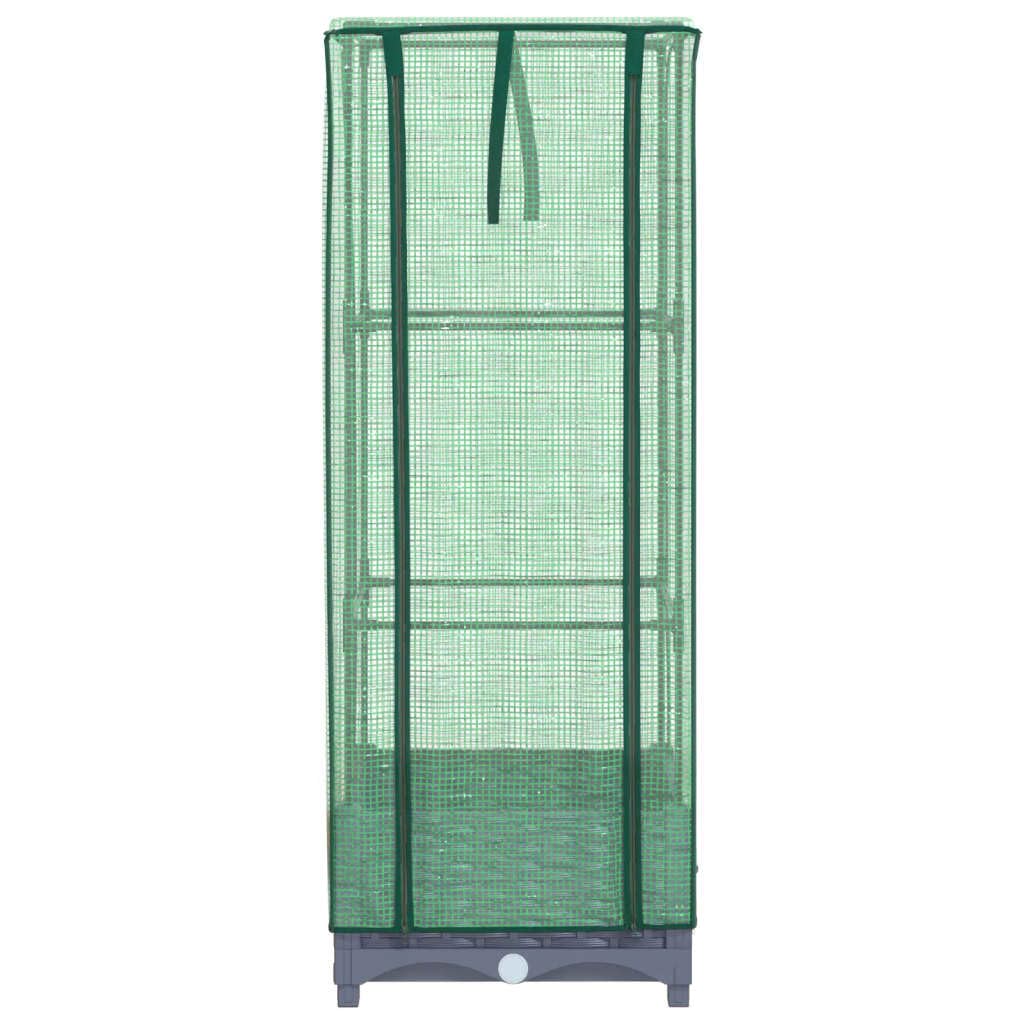 Homgoday Hochbeet mit Gewächshaus-Aufsatz Pflanzkasten Gemüsebeet Blumenbeet Blumenkasten Gartenbeet Pflanzbeet Frühbeet für Balkon Garten Terrasse Rattan-Optik 40x40x123 cm Dunkelgrau