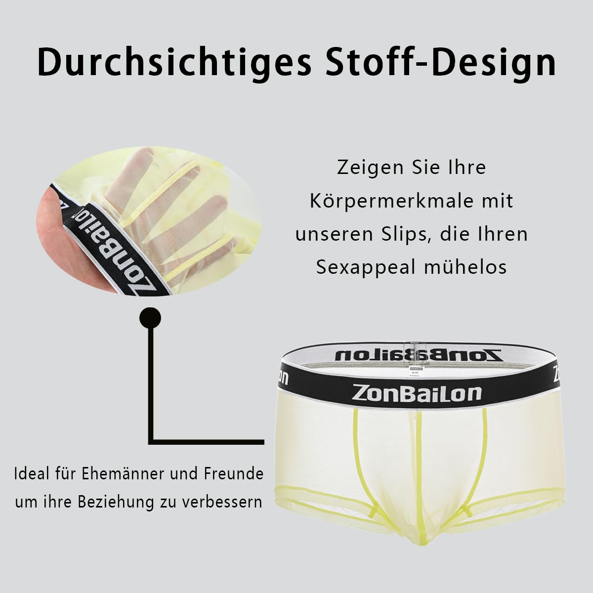 Durchsichtige Herren Unterwäsche Sexy Boxershorts für Männer Bequem mit Einem Großen Beutel