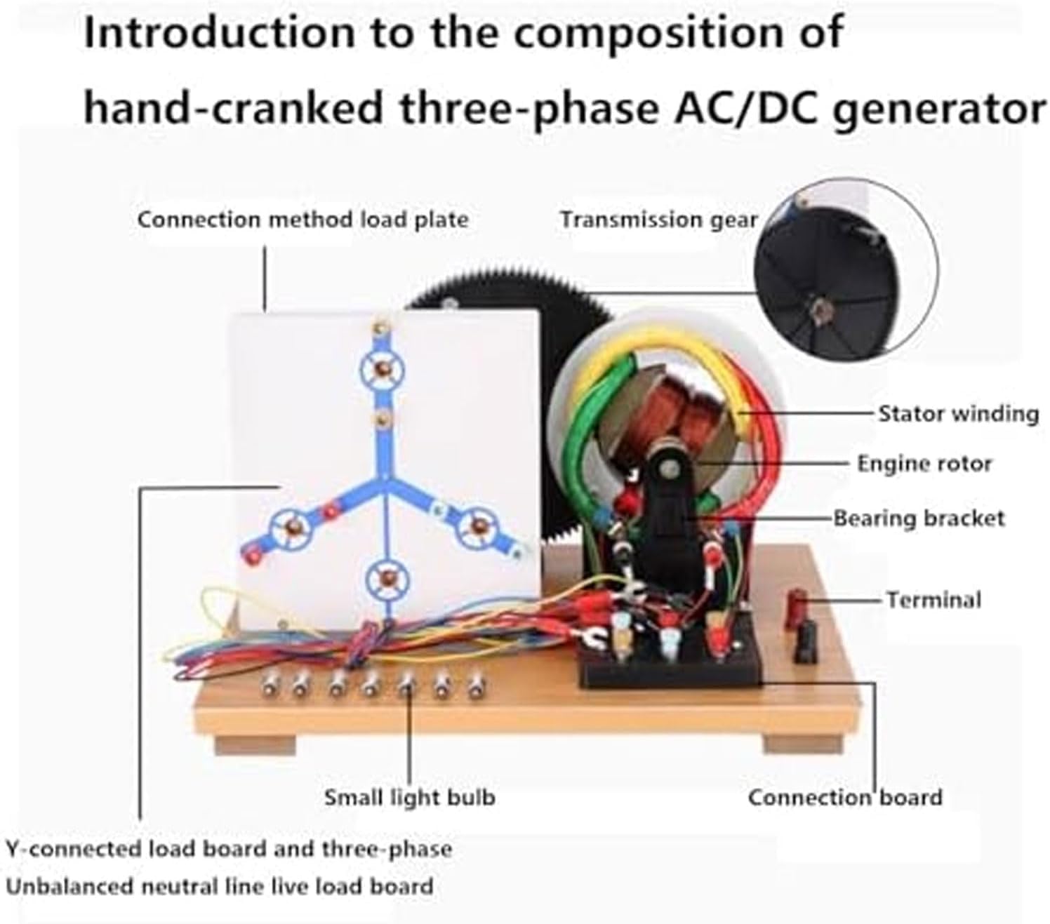 Modelo Físico De Generador Trifásico De Ca/CC Accionado Manualmente: Observe Su Estructura De Funcionamiento. Material Didáctico De Física para Proyectos De Bricolaje.