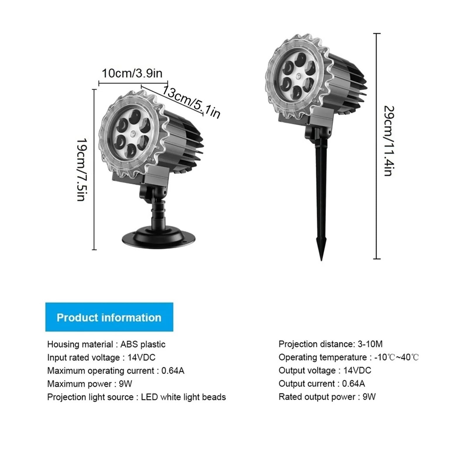 Projektor Weihnachten, 1 x Weihnachtsprojektor-Lichter for den Außenbereich, Upgrade auf 9 W LED-Schneeflocken-Projektor-Lichter, wasserdichte Weihnachtsdekorationsbeleuchtung