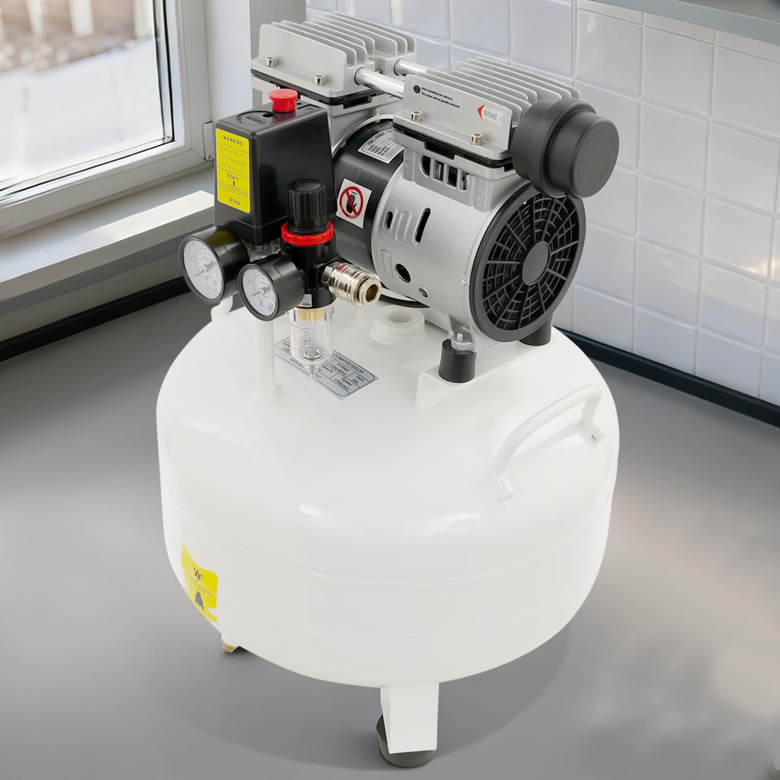 550W 30L Silent Air Compressor, Oil Free Portable Air Compressor Air Pump For Dental Equipment, Spray Guns, Nail Guns, Maximum Work Pressure 8Bar