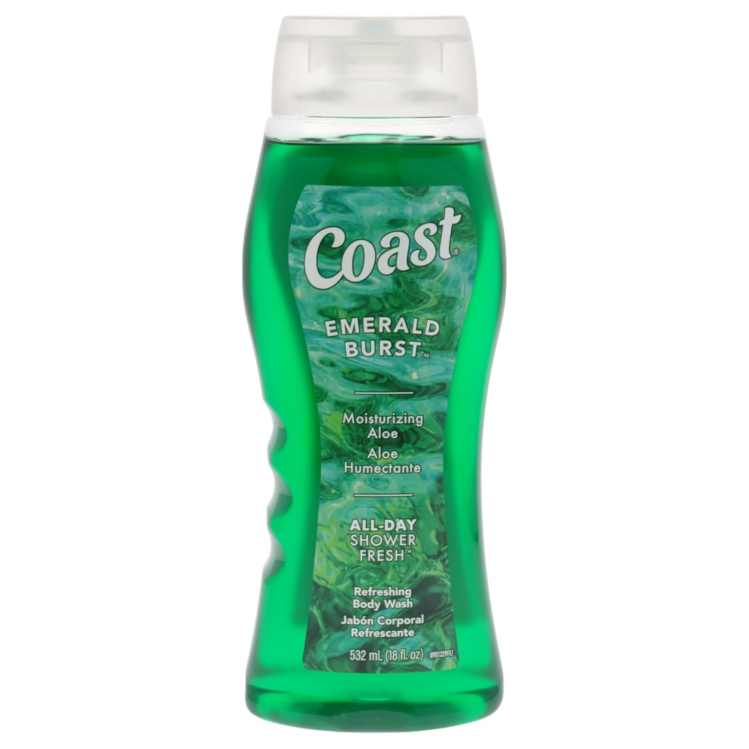 Coast Emerald Burst Body Wash – Hydrating – Gentle Cleansing for Dry Skin with Moisturizing Aloe Formula – Fresh Scent – 18 oz