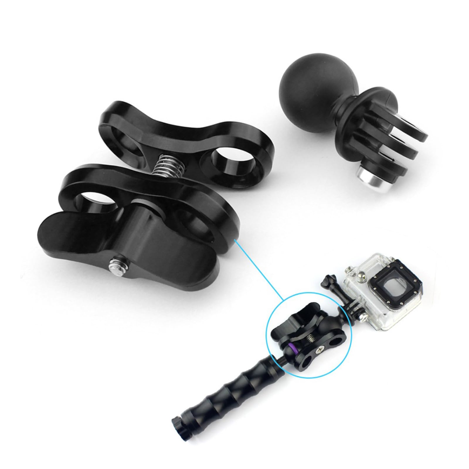 Kamera-Zubehör, Tauchlichter, Kugel, für Schmetterlings-Clip, Arm, Klemmhalterung, Aluminium, für 3/4/5 SJ6000 Kamera-Schmetterlings-Clips