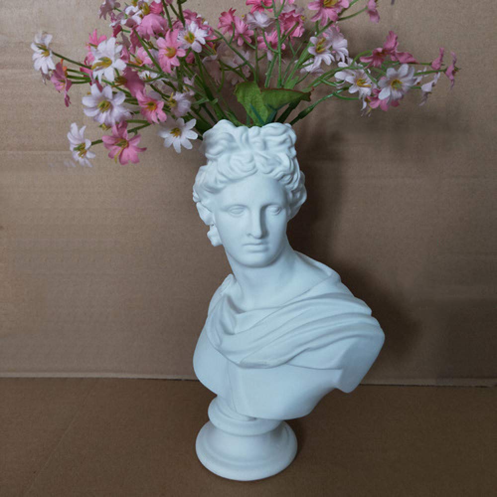 Vase tête de David en résine blanche style plâtre H25cm