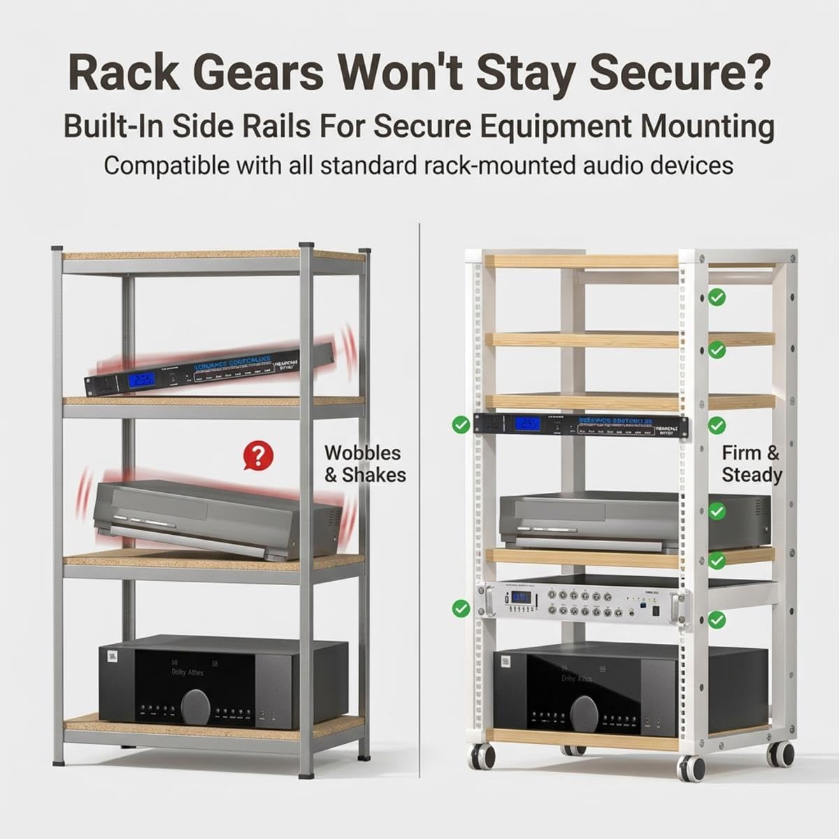 Modulares Audio-Rack, Stereo-Schrank für Heimkino, Studio und Gaming