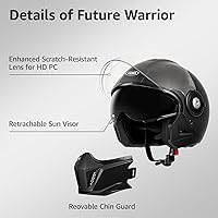 Vista 2 de Cascos modulares de motocicleta para adultos, casco convertible de cara completa a 3/4 de cara abierta, aprobado por DOT con doble visera y Negro