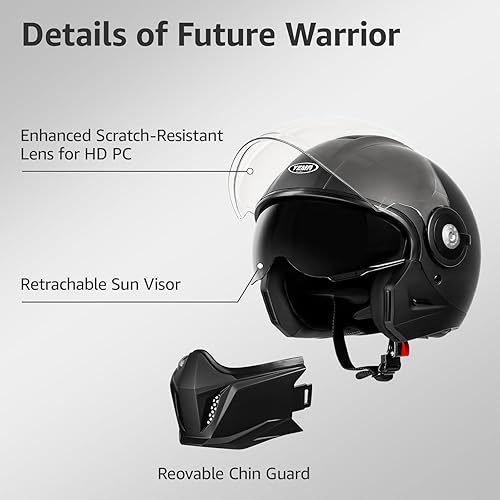 Miniatura 2 de Cascos modulares de motocicleta para adultos, casco convertible de cara completa a 3/4 de cara abierta, aprobado por DOT con doble visera