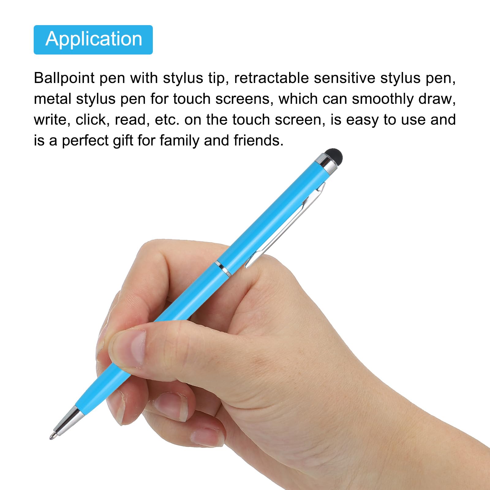 QUARKZMAN 6pz Metallo Stilo Penna Biro Penna 2 in 1 Universale Retraibile Inchiostro Penna con Stilo Punte per Tutto Capacitativo Touch Screen Dispositivo, Rosa