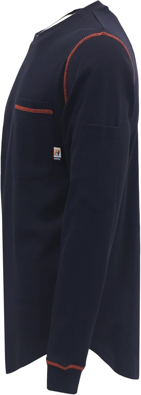 VATRENUS FR Shirts Crewneck 5.5oz Lightweight Flame Resistant 100% Cotton Men's Pre-Washed Fire Retardant Workwear - Image 2