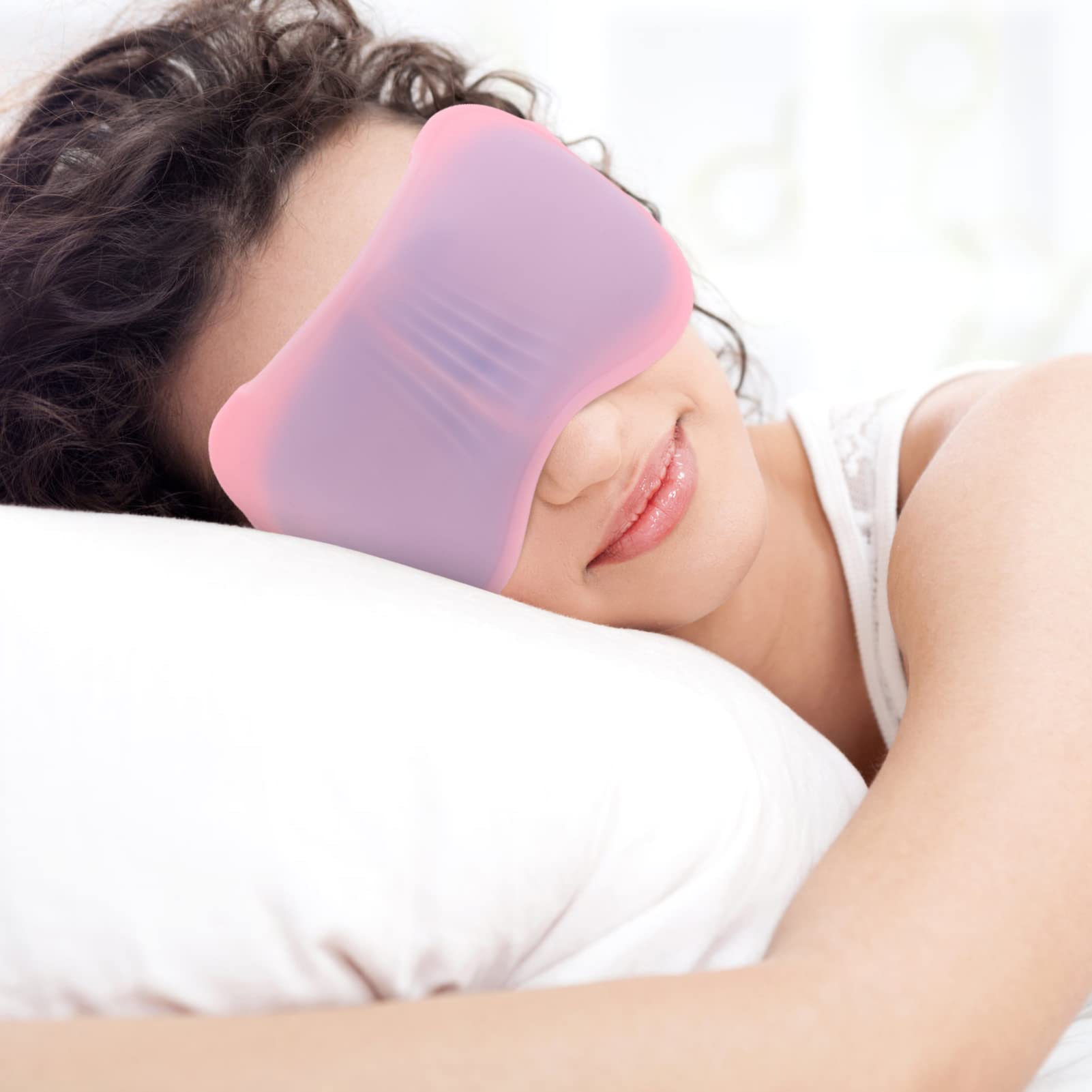 Maschera Occhi in Gel Silicone Rosa per Dormire, Oscurante | Impacco Caldo e Freddo, Set 1 Pezzo, Uso in Viaggio e Treno, Comoda da Indossare