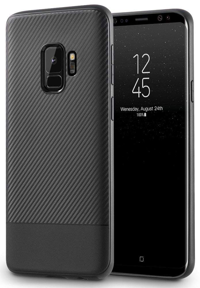 AVANA Schutzhülle Handyhülle Samsung Galaxy S9 Slim Case Schwarz Carbon Optik