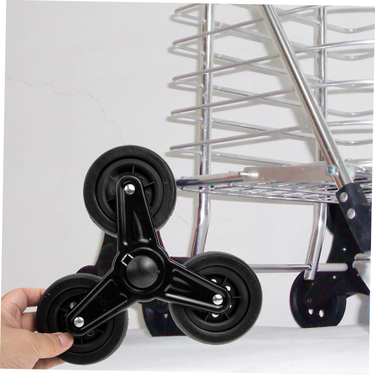 DOITOOL 2paia Carrello per Spesa Ruote Triangolari in Ferro Ruote Girevoli per Carrelli Mano Accessori per Trasporto Merci Stabile e Facile da Usare