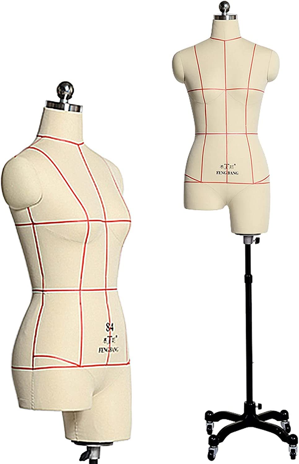 Female Mannequin Body, Sewing Mannequin Torso Female Dress Form Pinnable Mannequin Body Torso, Beige Sewing Dummy/Adjustable Women Manikin Body for Dressmaker, Paste Line, Easy Moving ( Size : XXXL-Mo