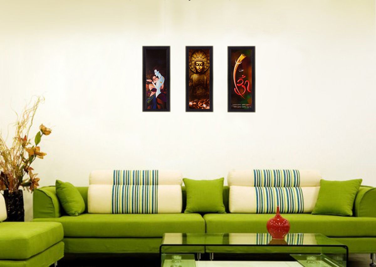 eCraftIndia Set of 3 Satin Matt Textured Art Painting