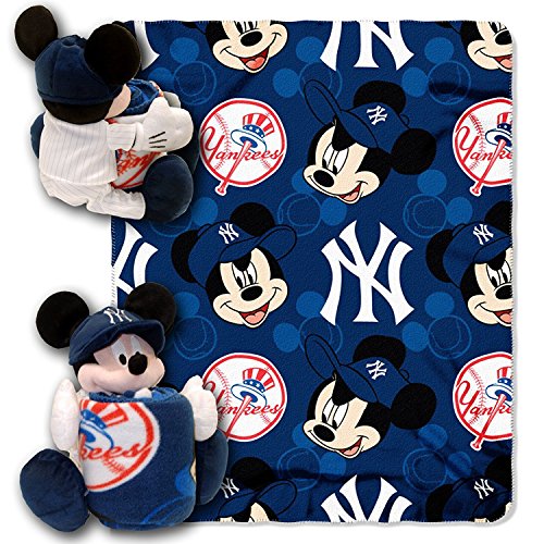 MLB New York Yankees Mickey Mouse Pillow with Fleece Throw Blanket Set
