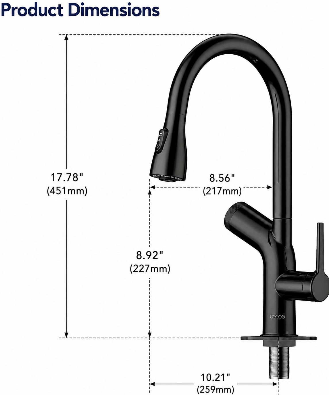 Cobbe Grifo de Cocina con Filtro de Agua, Pulverizador Extraíble, Monomando Giratorio de Caño Alto, Ayuda a Reducir Plomo, Cloro, Mal Sabor y Olores, 3 Filtros de Carbón, Negro