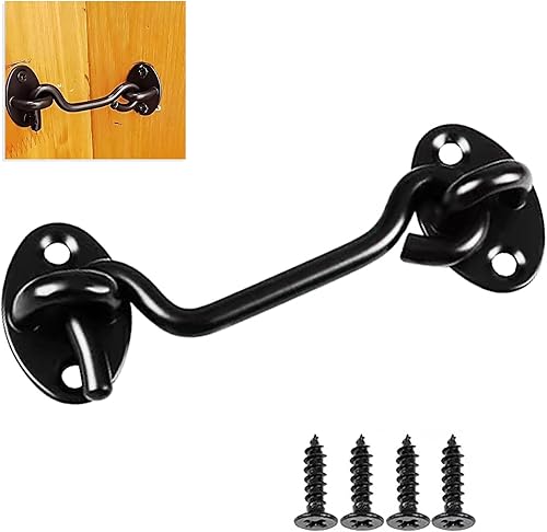 Cerradura de puerta de granero, gancho de acero inoxidable de 4 pulgadas y pestillo de ojo de fácil bloqueo para puerta de granero al aire libre,