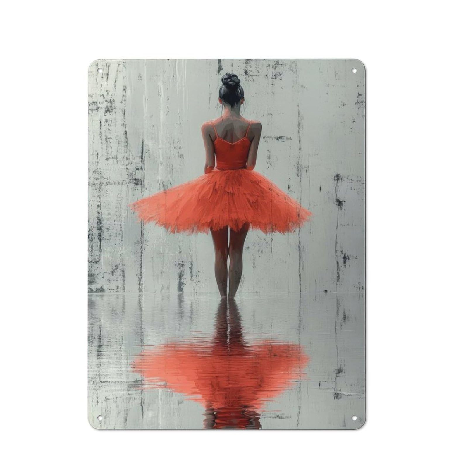 Junmoney Style For Living Room Or Hallway, Ballet Dancer In Red Vintage Metal Plaque 40X30cm, For Vintage Wall Decor Fans, For Metal Sign Collectors