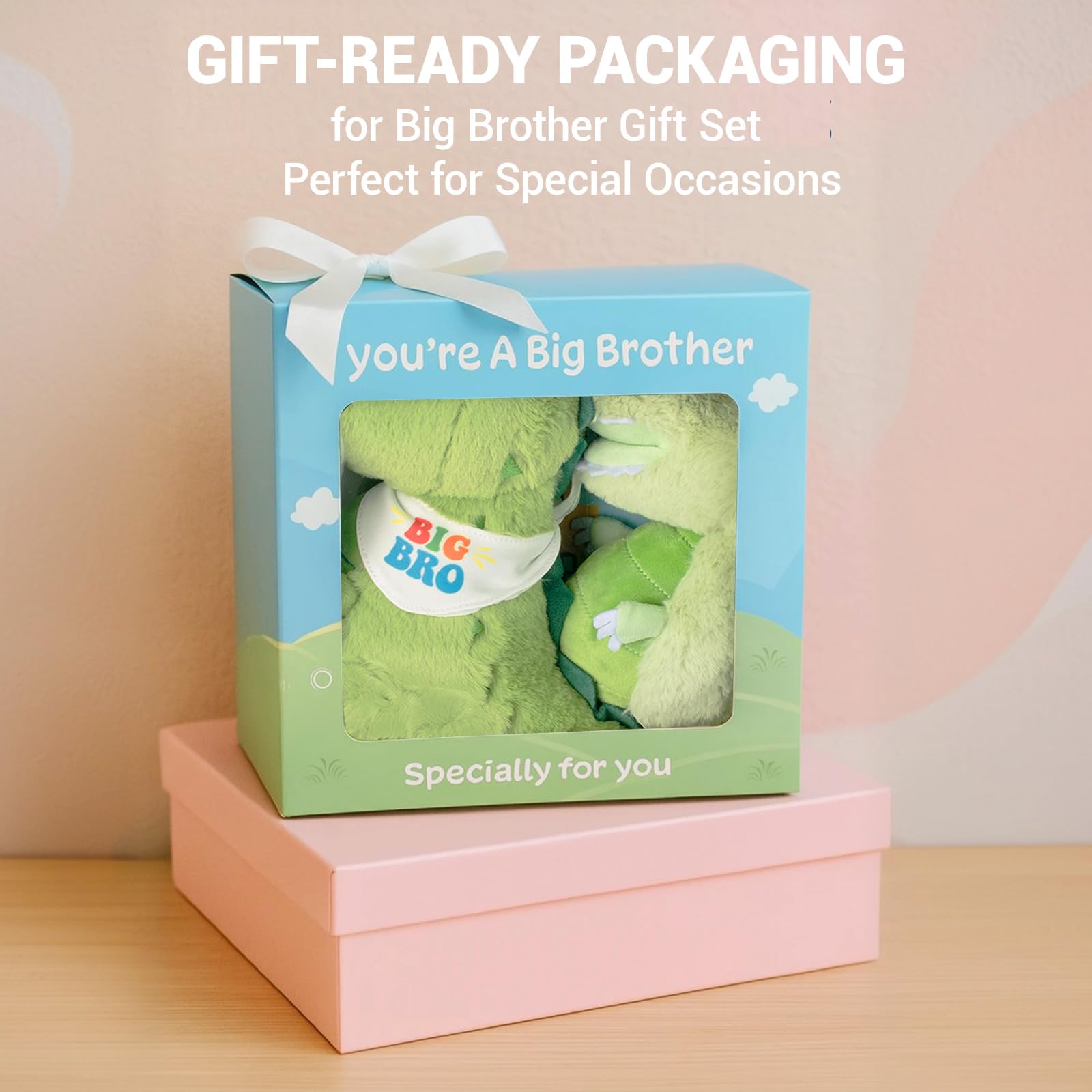 Big Brother Gift for Boy for Older Siblings of New Baby Includes Plush Dinosaur with Storybook, Ideal Birthday & Special Occasion Gift for Boys (Big Brother/Little Sister)
