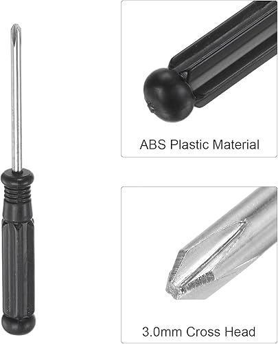 Miniatura 9 de uxcell Mini destornillador Phillips, cabeza cruzada de 0.098 in con mango negro para electrodomésticos pequeños, 10 unidades