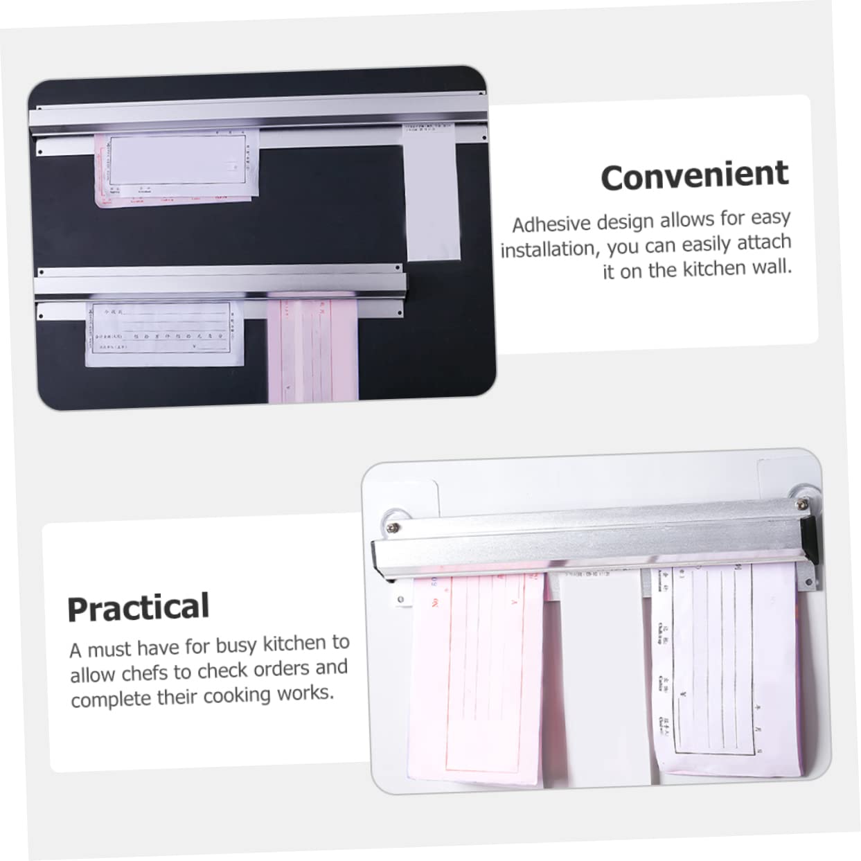 Luxshiny Desk Bill Holder Metal Order Holder Restaurant Ticket Clip for Kitchen