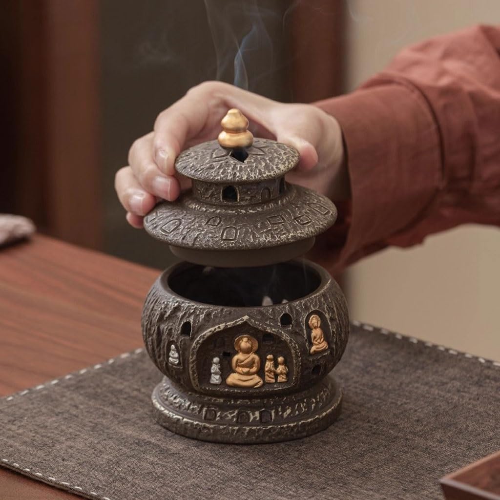 Quemador de incienso de cascada, para interiores, sándalo, pagoda, quemador de incienso, ceremonia de té, mesa de té, adornos zen, quemador de incienso de reflujo