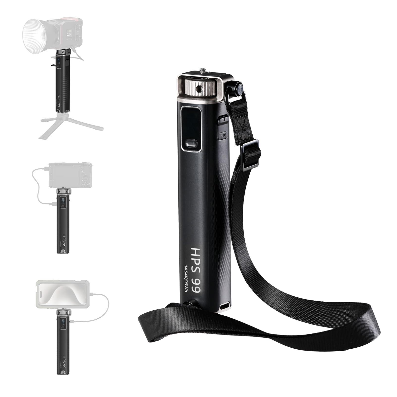 SMALLRIG Uchwyt na baterie, 99 Wh/6800 mAh z szybkim ładowaniem PD100W, D-TAP, 2 portami USB-C, inteligentnym wyświetlaczem i paskiem na ramię, uchwyty na baterie do aparatów cyfrowych - 5249