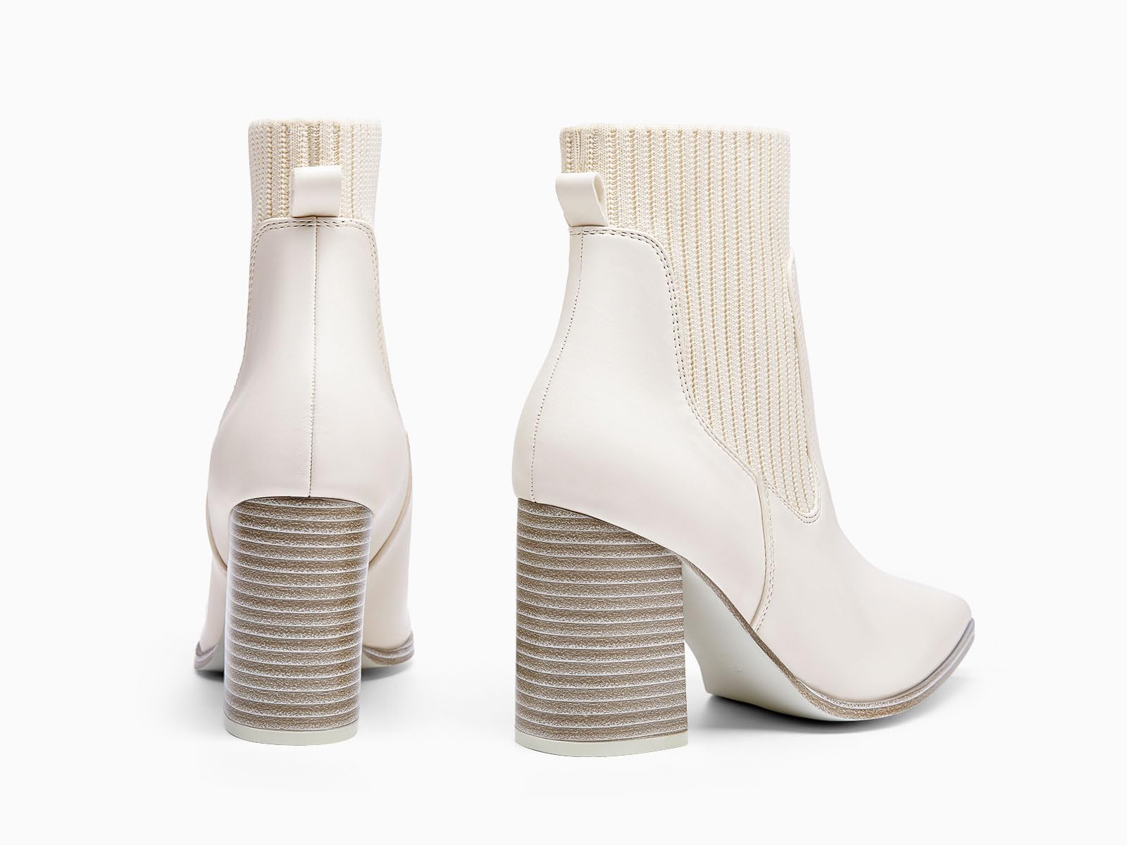 Coutgo Damen-Stiefeletten, Stiefeletten, spitzer Zehenbereich, grob, gestapelt, hoher Absatz, Strick, Chelsea, Winterkleid, Booties
