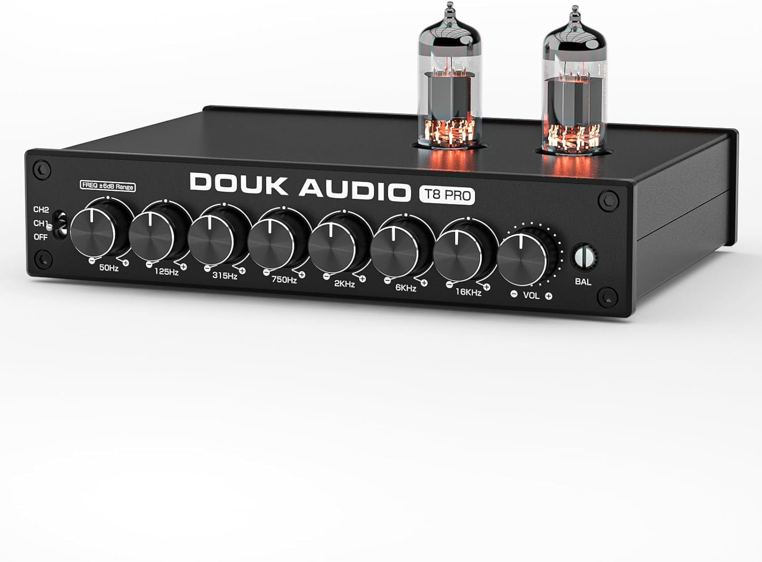 Preamplificador Ecualizador de 7 Bandas con válvulas de vacío Douk Audio HiFi y preamplificador XLR para el hogar (T8 Pro)