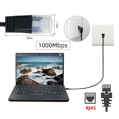 Miniatura 5 de CY Cable Ethernet Cat6 ultradelgado delgado RJ45 en ángulo recto UTP Cable de red Cable de conexión de 90 grados Cat6a LAN para portátil Router TV