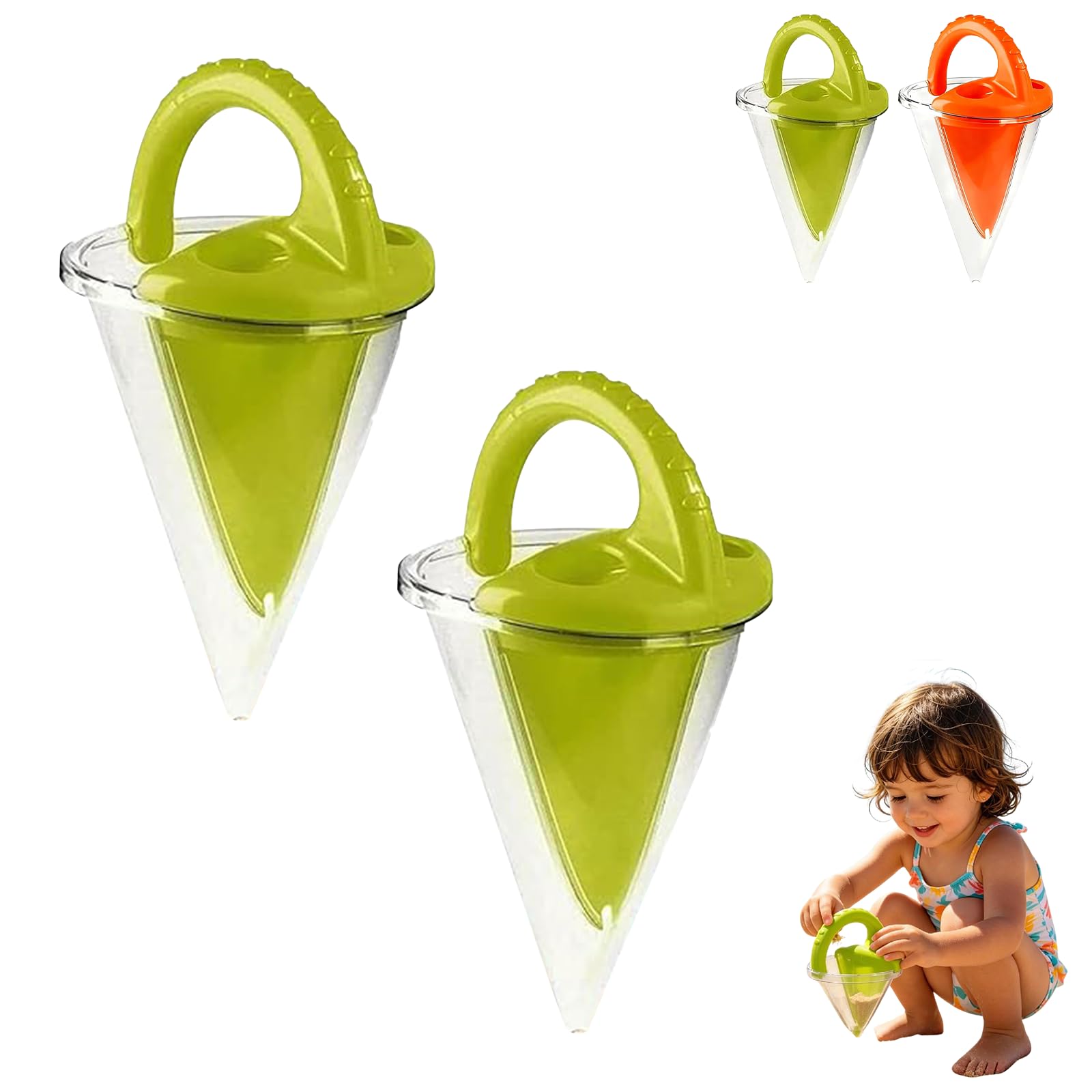 Drippy Sand Castle Maker Toys, Spilling Funnel Sand Toy, DIY Beach Sands & Water Mixing Toy, Beach Toys for Kids Ages 4-8 Castle Building Kit, Castle Building, STEM Learning Activity (Green+Green)
