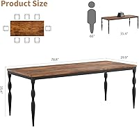 Vista 2 de IDEALHOUSE Mesa de comedor de granja rectangular de 78 pulgadas para 6-8 personas, mesa de cocina de madera con patas resistentes, mesa de cocina
