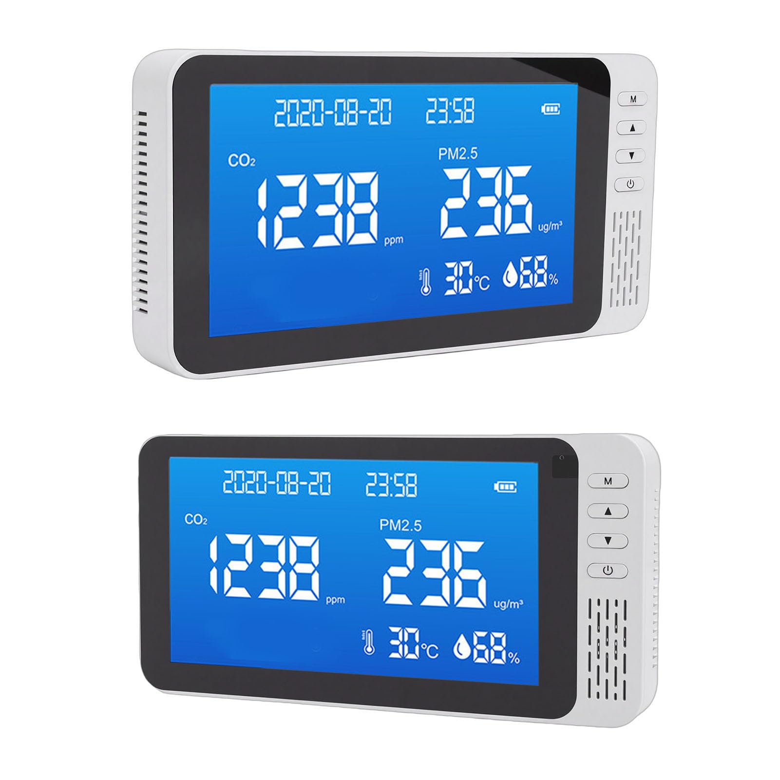 Emoshayoga Misuratore di qualità Dell'aria 6 in 1 Misuratore di umidità della Temperatura CO2 PM2.5 per Portatile Compatto a Casa e in Ufficio