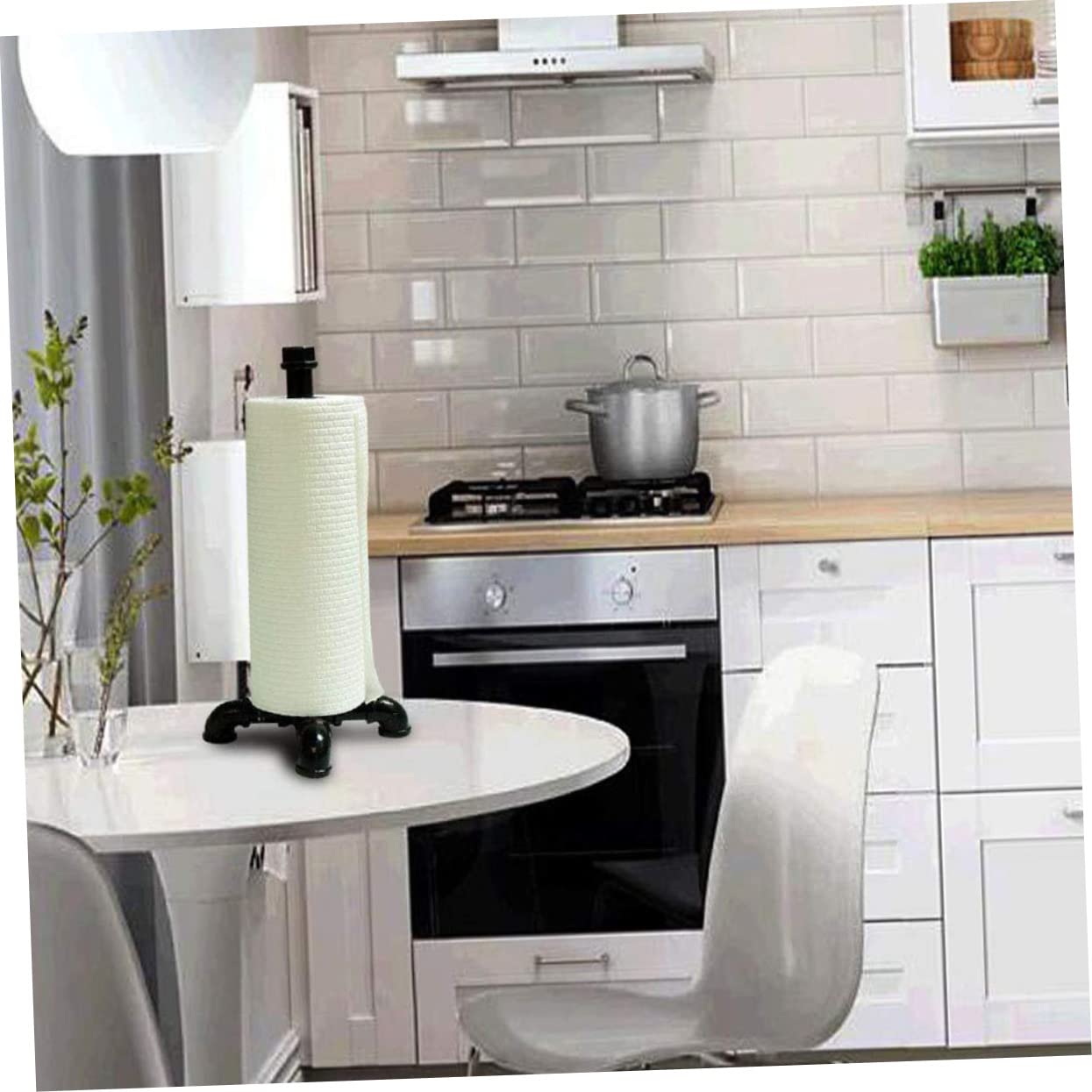 ORFOFE Portarotolo da Cucina Vintage in Ferro Nero, Stile Industriale, Verticale, Resistente All'usura e Agli Urti, per Piano Cucina e Uso Quotidiano