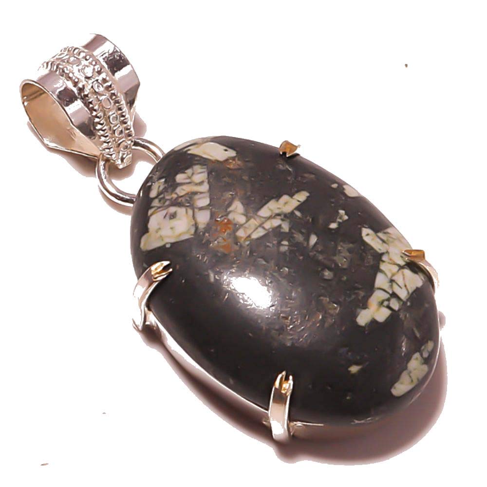 KashishGreen Seraphinite Pretty PENDANT 2" Long HANDMADE Silver Plated Full Variety Jewelry Store All Occasions