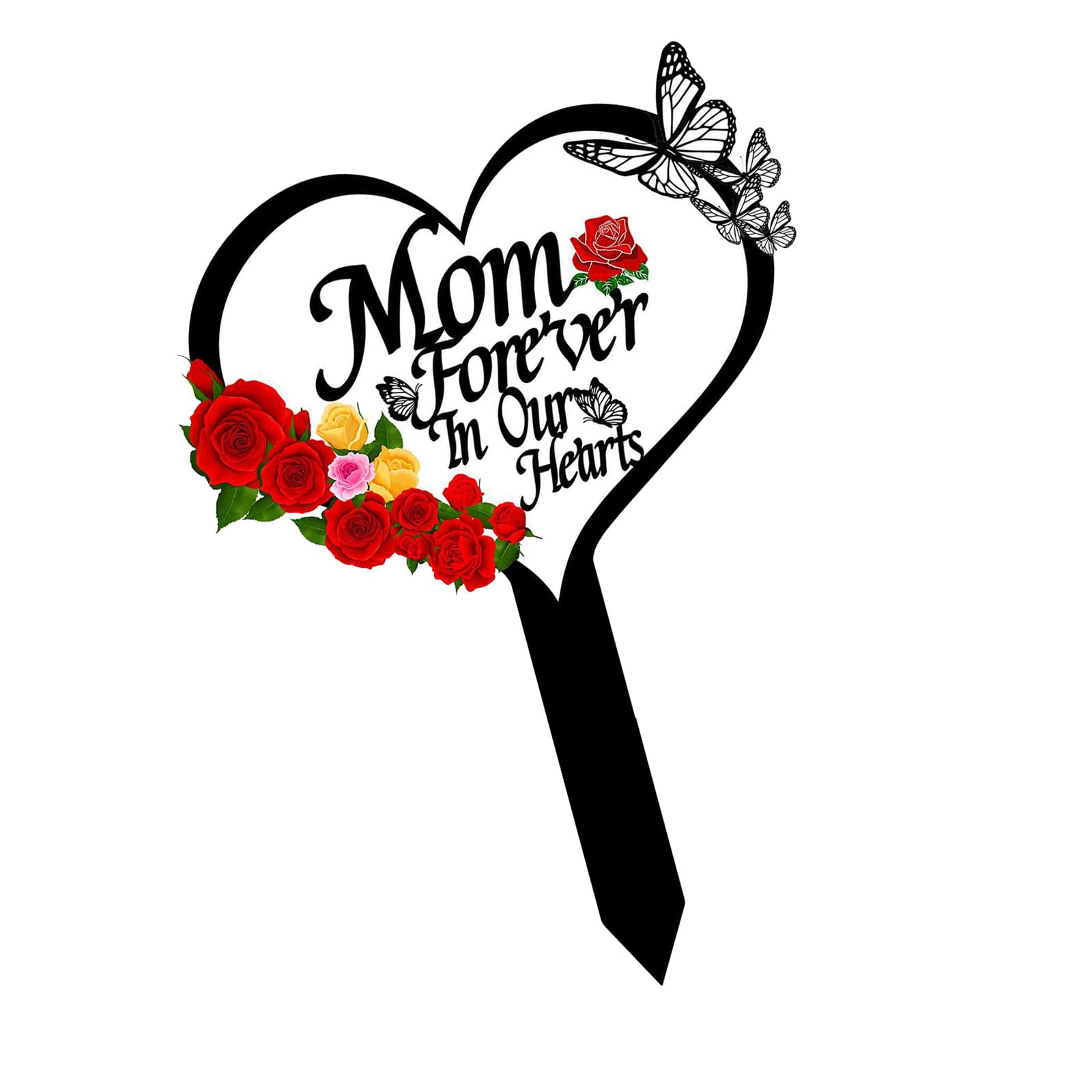 Acrylic Heart Shaped Grave Marker for Remembrance Mom/Dad Outdoor Cemetery Decoration Stake Sympathy Gift Individualized Grave Marker